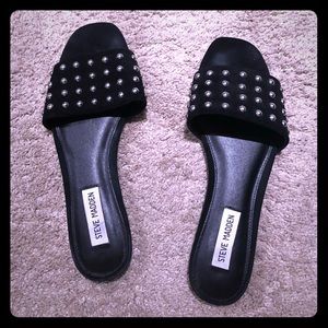 Steve Madden Studded Black Slides size 10
